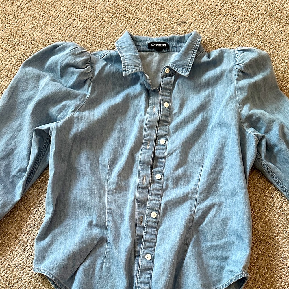 Express Light Blue Denim Blouse